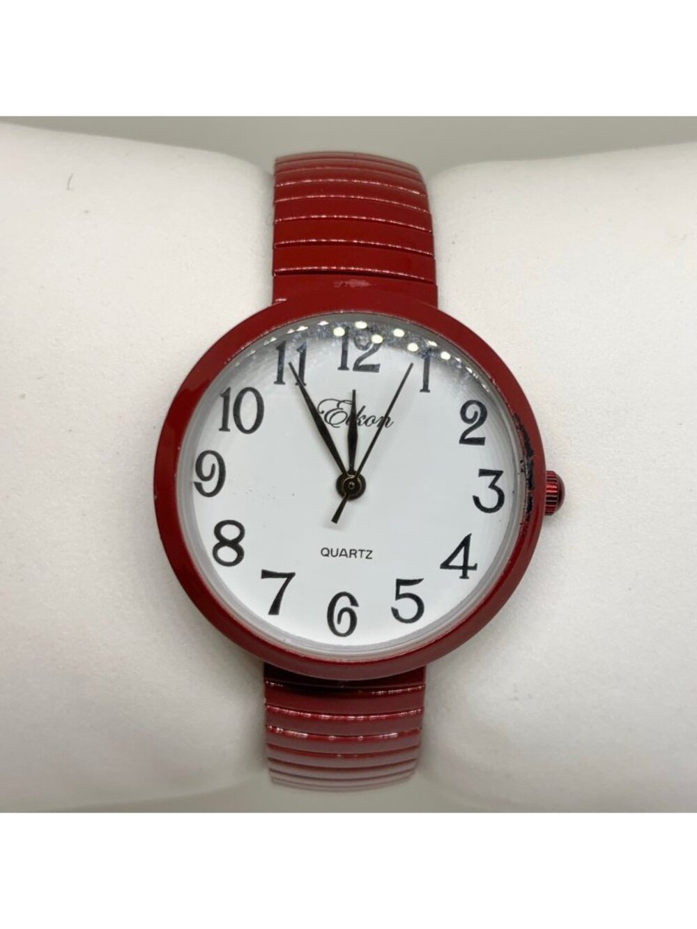 Eikon women’s quartz analog watch red tone 29mm white dial 6” running